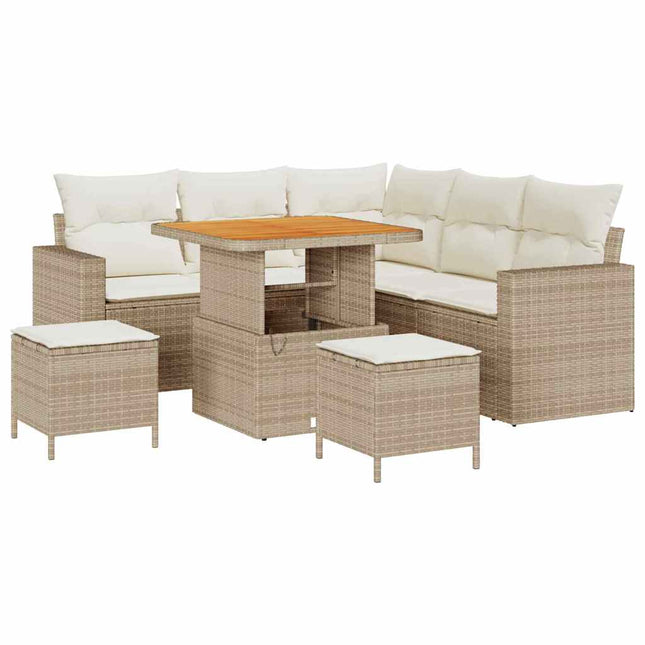Havesofa Sæt 9 stk. 6-Antal sæder Beige og creme polyrattan
