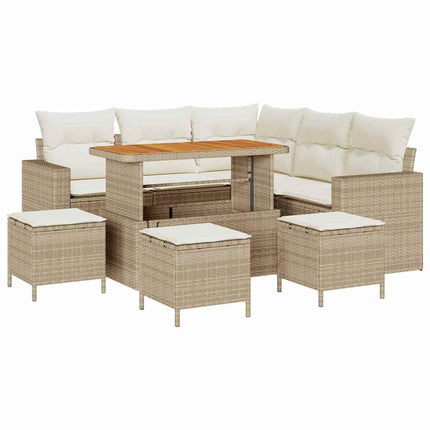 Havesofa Sæt 10 stk. 7-Antal sæder Beige og creme polyrattan