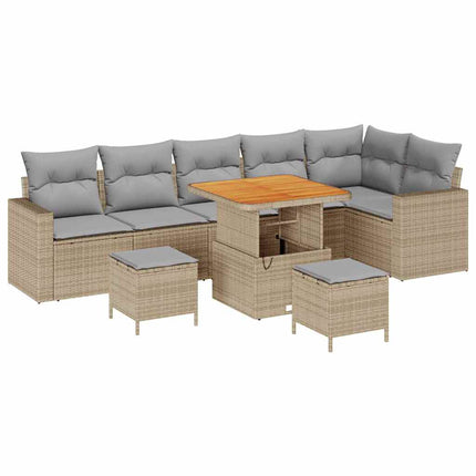 Havesofa Sæt 11 stk. 7-Antal sæder Beige og lys grå polyrattan