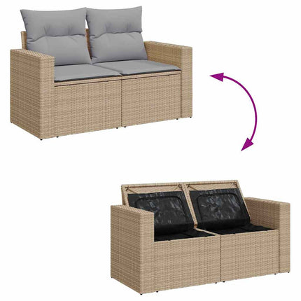 Havesofa Sæt 11 stk. 7-Antal sæder Beige og lys grå polyrattan