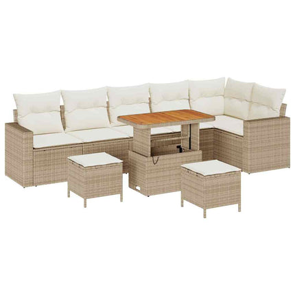 Havesofa Sæt 11 stk. 7-Antal sæder Beige og creme polyrattan