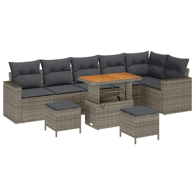 Havesofa Sæt med pude 11 pcs Grå polyrattan