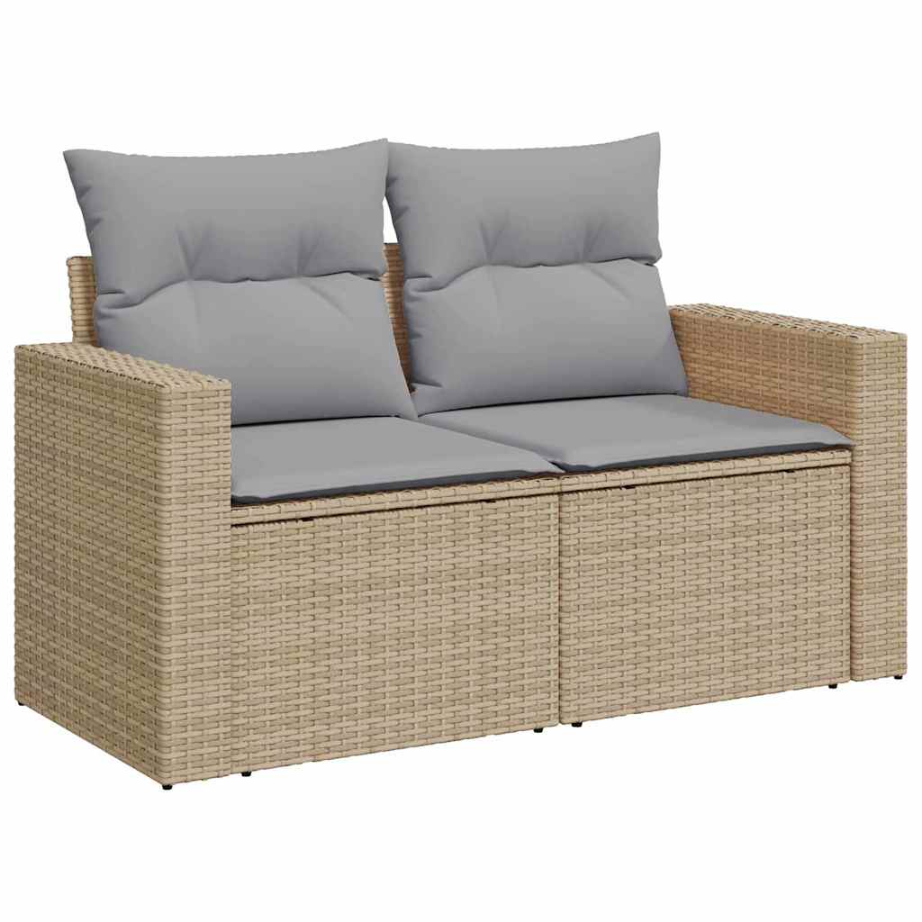 Havesofa Sæt med pude 12 pcs Beige og lys grå polyrattan