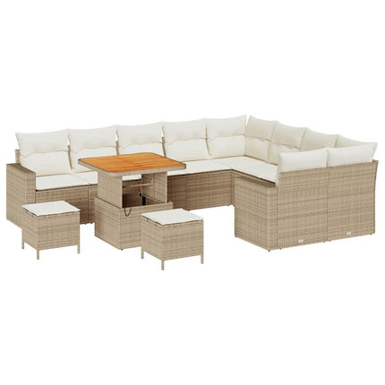 Havesofa Sæt 13 stk. 10-Antal sæder Beige og creme polyrattan
