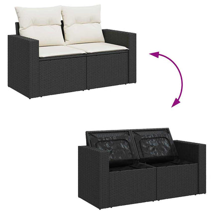 Havesofa Sæt 17 stk. 10-Antal sæder Sort og Cream polyrattan