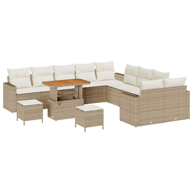 Havesofa Sæt 17 stk. 10-Antal sæder Beige og creme polyrattan