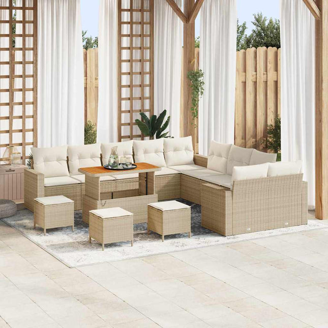 Havesofa Sæt 18 stk. 11-Antal sæder Beige og creme polyrattan