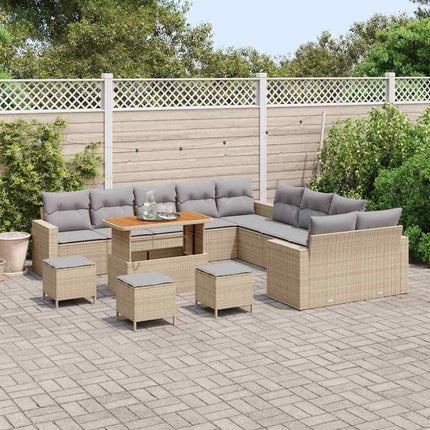 Havesofa Sæt 18 stk. 11-Antal sæder Beige og lys grå polyrattan