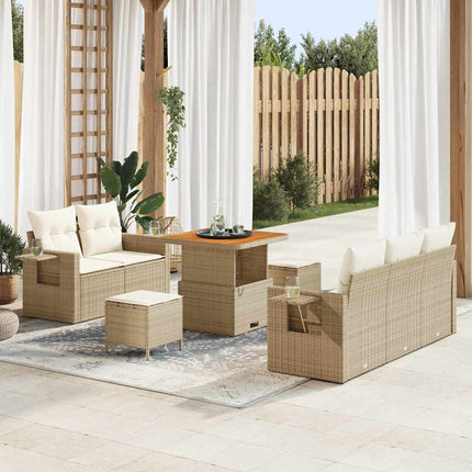 Havesofa Sæt 10 stk. Beige og creme polyrattan