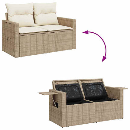 Havesofa Sæt 10 stk. Beige og creme polyrattan