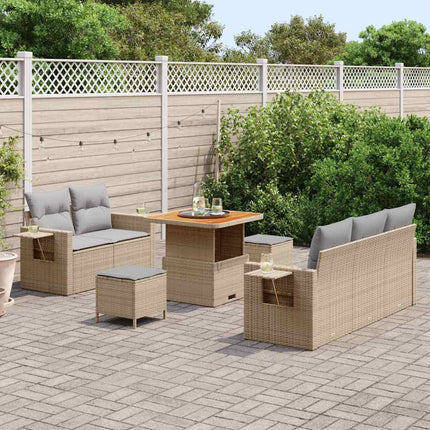 Havesofa Sæt 10 stk. Beige og lys grå polyrattan
