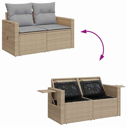 Havesofa Sæt 10 stk. Beige og lys grå polyrattan