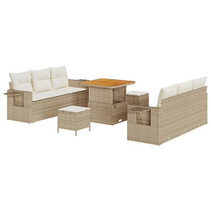 Havesofa Sæt 9 stk. 6-Antal sæder Beige og creme polyrattan