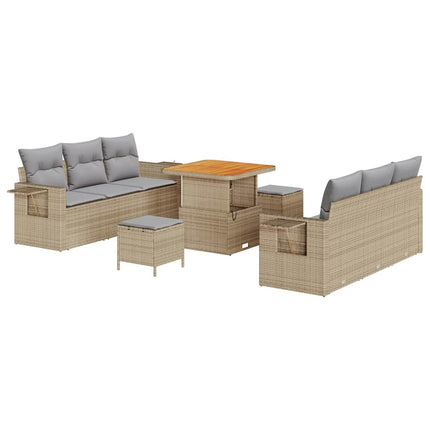 Havesofa Sæt 9 stk. 6-Antal sæder Beige og lys grå polyrattan
