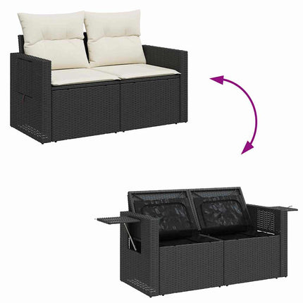 Havesofa Sæt 10 stk. 7-Antal sæder Sort og Cream polyrattan
