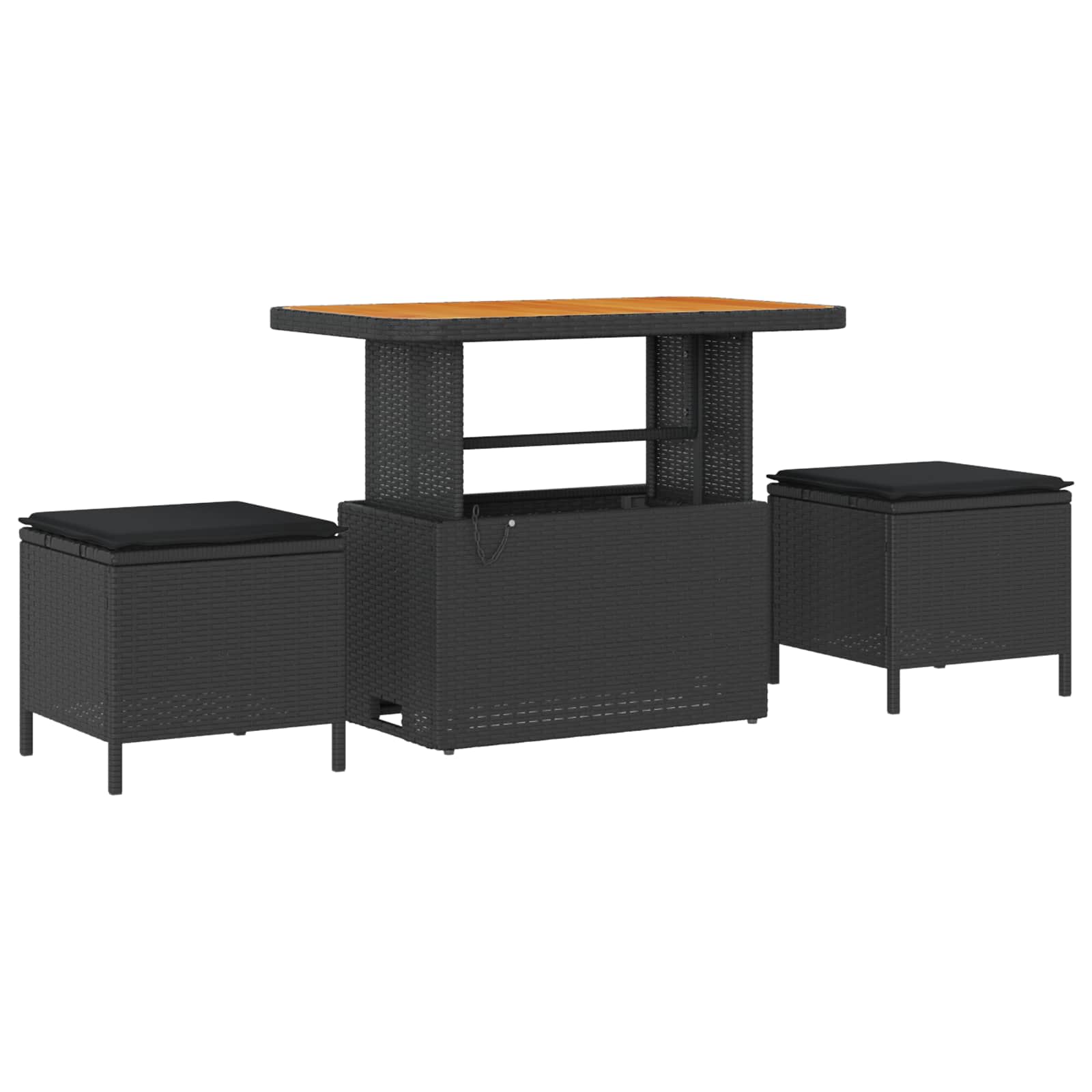 Havesofa Sæt 10 pcs Sort Polyrattan og pulverlakeret stål