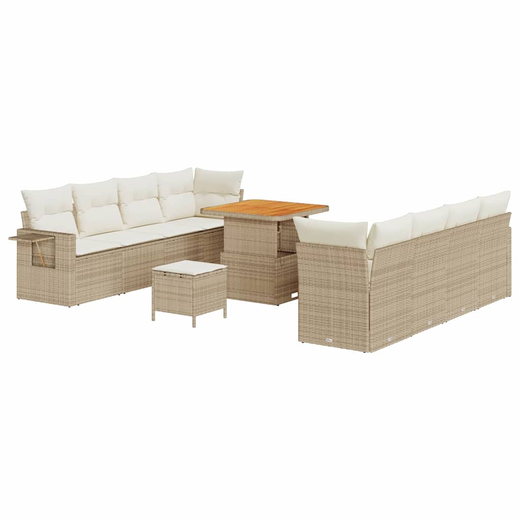Havesofa Sæt med pude 11 pcs Beige og creme polyrattan