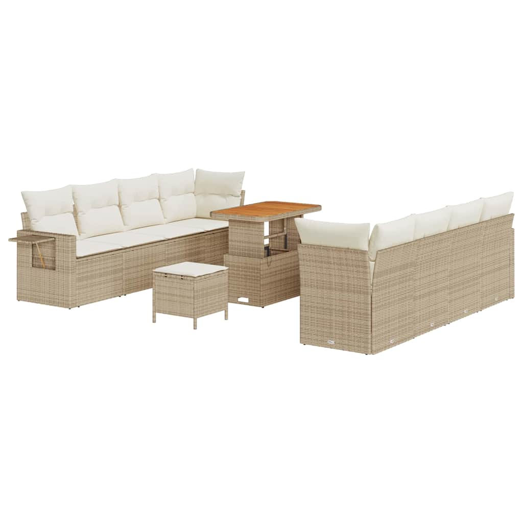 Havesofa Sæt med pude 11 pcs Beige og creme polyrattan