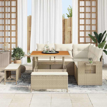 Havesofa Sæt 9 stk. 8-Antal sæder Beige og creme polyrattan