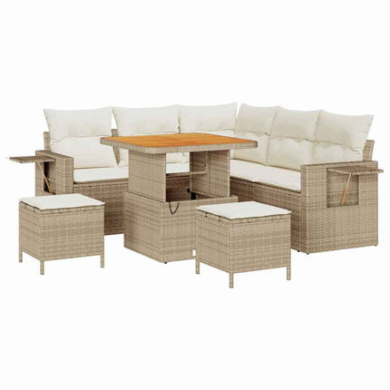 Havesofa Sæt 9 stk. 6-Antal sæder Beige og creme polyrattan