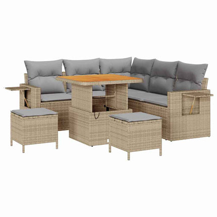 Havesofa Sæt 9 stk. 6-Antal sæder Beige og lys grå polyrattan