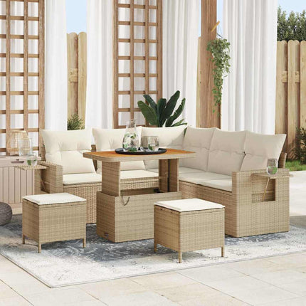 Havesofa Sæt 9 stk. 6-Antal sæder Beige og creme polyrattan