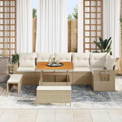 Havesofa Sæt 11 stk. Beige og creme polyrattan