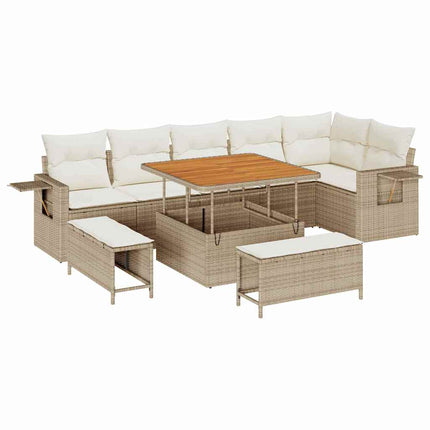 Havesofa Sæt 11 stk. Beige og creme polyrattan