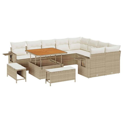 Havesofa Sæt 12 stk. 11-Antal sæder Beige og creme polyrattan