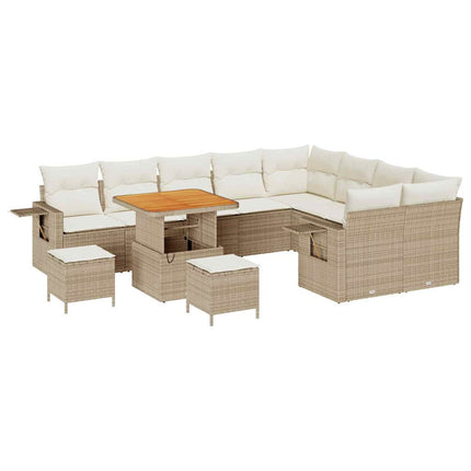 Havesofa Sæt 12 stk. 11-Antal sæder Beige og creme polyrattan