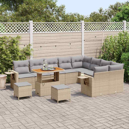 Havesofa Sæt 12 stk. 11-Antal sæder Beige og lys grå polyrattan