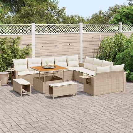 Havesofa Sæt 13 stk. Beige polyrattan