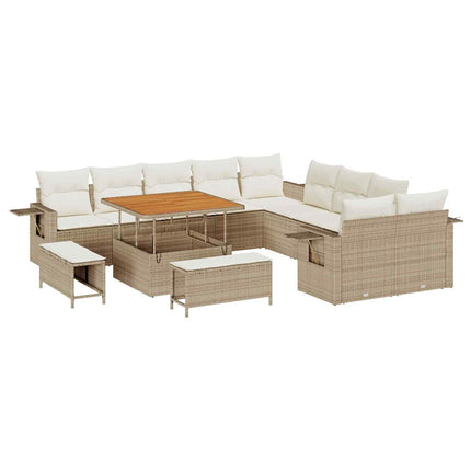 Havesofa Sæt 13 stk. Beige polyrattan
