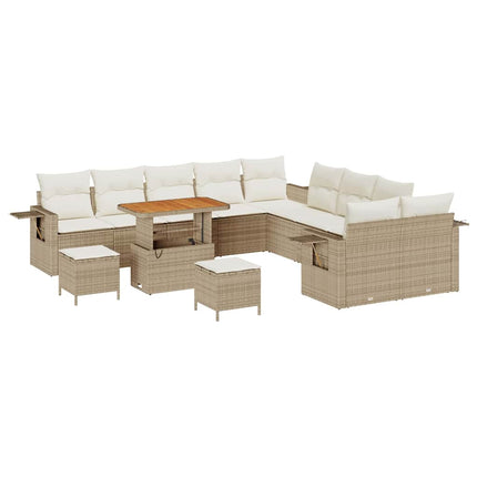 Havesofa Sæt 13 stk. Beige polyrattan