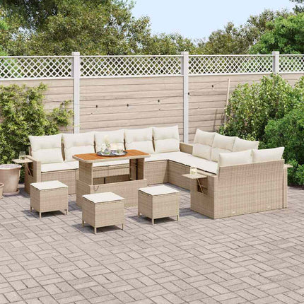 Havesofa Sæt 14 stk. Beige polyrattan