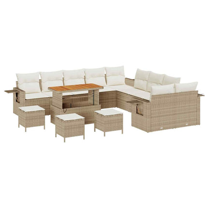Havesofa Sæt 14 stk. Beige polyrattan