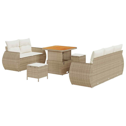 Havesofa Sæt 8 stk. 5-Antal sæder Beige og creme polyrattan