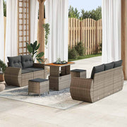 Havesofa Sæt med pude med opbevaring 8 pcs Grå polyrattan