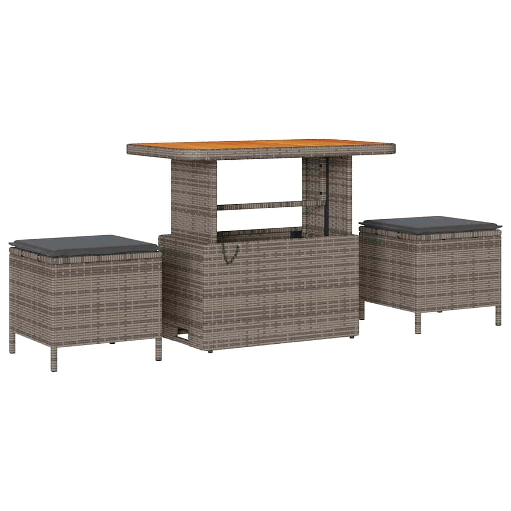 Havesofa Sæt med pude med opbevaring 8 pcs Grå polyrattan