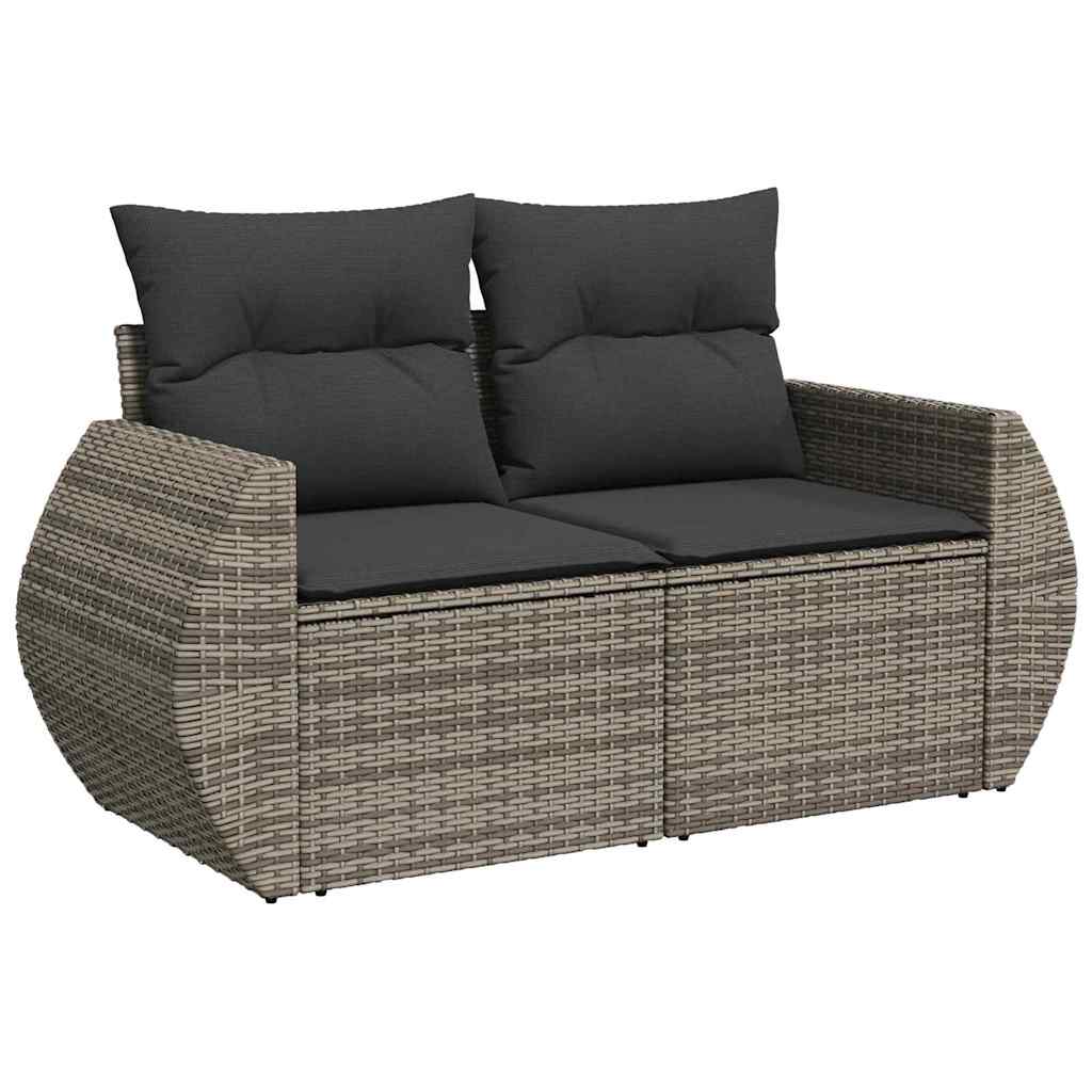 Havesofa Sæt med pude med opbevaring 8 pcs Grå polyrattan