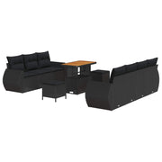 Havesofa Sæt med pude med opbevaring 10 pcs Sort polyrattan