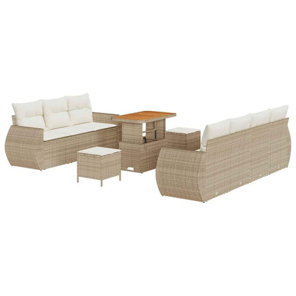 Havesofa Sæt 10 stk. 7-Antal sæder Beige og creme polyrattan