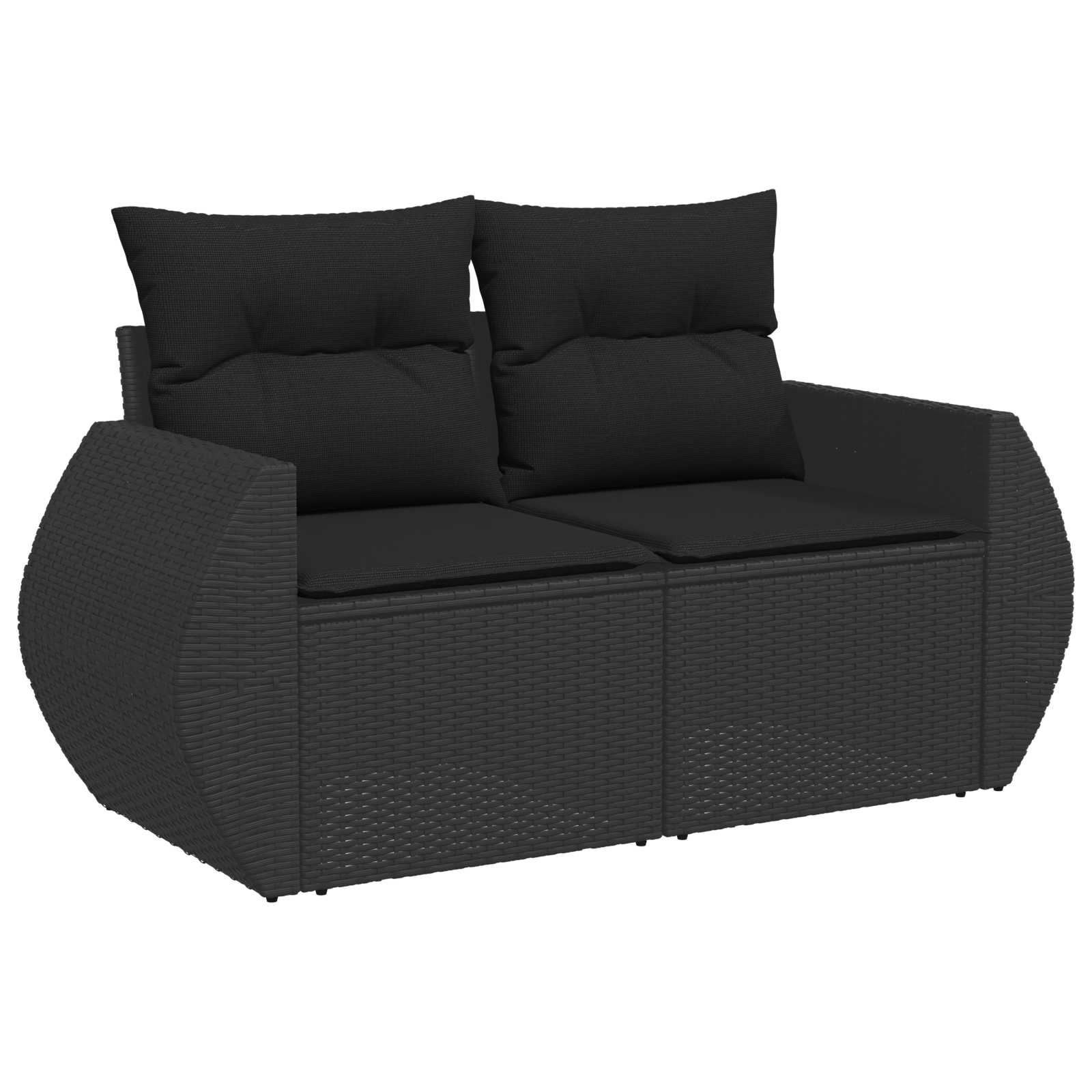 Havesofa Sæt 10 pcs Sort Polyrattan og pulverlakeret stål