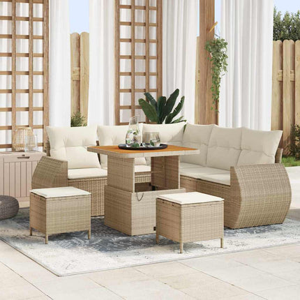 Havesofa Sæt 8 stk. 7-Antal sæder Beige og creme polyrattan