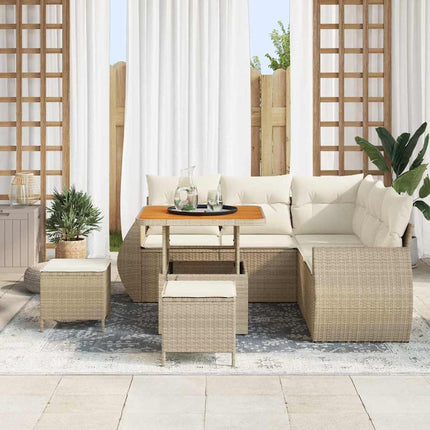 Havesofa Sæt 8 stk. 7-Antal sæder Beige og creme polyrattan