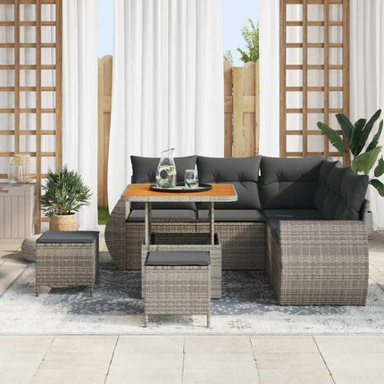 Havesofa Sæt 8 stk. 7-Antal sæder Grå polyrattan