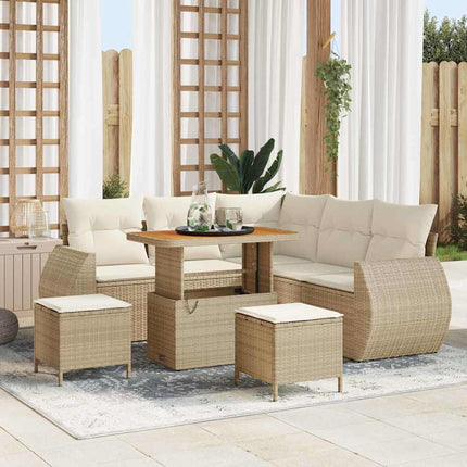 Havesofa Sæt 8 stk. 7-Antal sæder Beige og creme polyrattan
