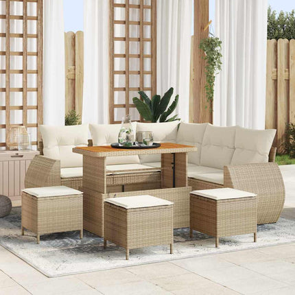 Havesofa Sæt 9 stk. 8-Antal sæder Beige og creme polyrattan