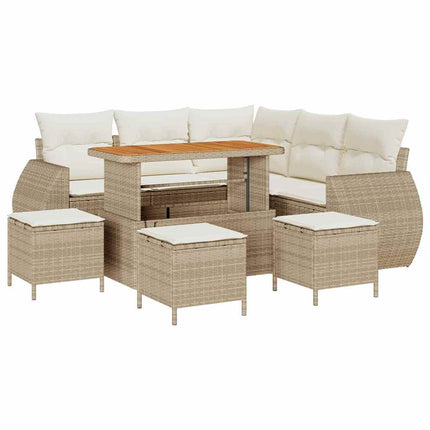 Havesofa Sæt 9 stk. 8-Antal sæder Beige og creme polyrattan