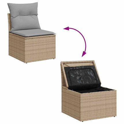 Havesofa Sæt 9 stk. 9-Antal sæder Beige og lys grå Poly Rattan